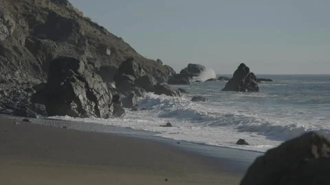 Beach with rocks and hill background, San Francisco Stock Footage 333194157
