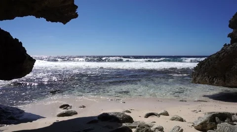 Beach with rocks and waves Rurutu island Stock Footage