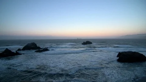 Beach Rocks at Dusk Stock Footage 98682716
