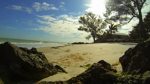 BEACH, ROCKS IN FOREGROUND Stock Footage 37154080