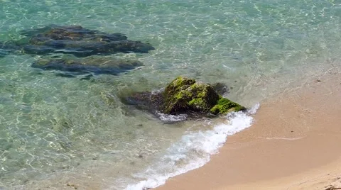Beach with rocks.Slow motion. Stock Footage 64938090