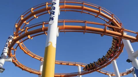 BEACH ROLLER COASTER IN SLOW MOTION Stock Footage 63319647