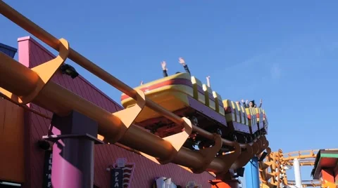 BEACH ROLLER COASTER IN SLOW MOTION Stock Footage 63319751