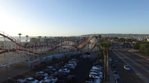 Beach Rollercoaster Drone Flyover Stock Footage 62388811