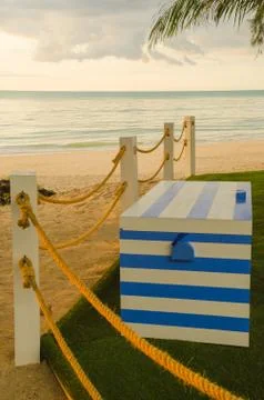 Beach rope line at the pole Foto stock