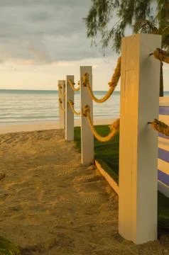 Beach rope line at the pole Foto stock
