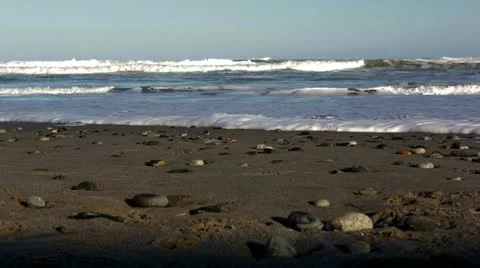 The Beach with rough waves Stock Footage 21995886