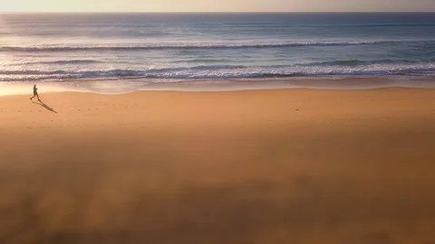 Beach Runner Sunrise Stock Footage 114839032