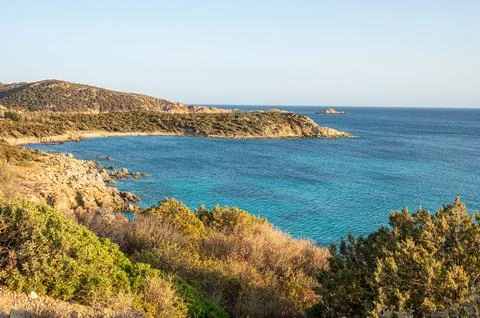 The beach of Sa Perda Longa in Sardigna with turquoise and blue water Foto stock