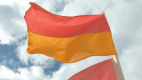 Beach safe swim flags 1 Stock Footage 86421569