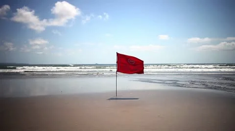 Beach Safty Flag Stock Footage 10700357