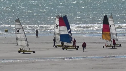 Beach sailors on the beach Stock Footage 309936976
