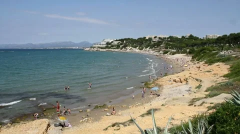 Beach at Salou, Spain Stock Footage 7752470