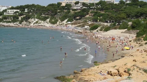 Beach at Salou, Spain Stock Footage 7752490