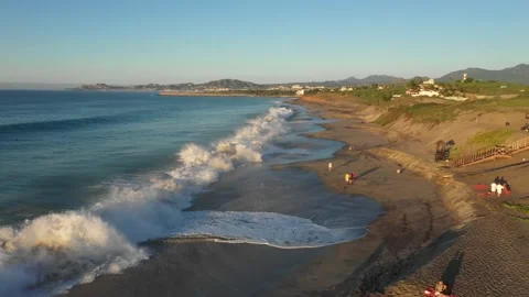 Beach, sand and waves Ocean Sea 4k Landscape aerial shot Video stock 152483491