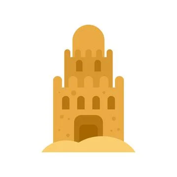 Beach sand castle icon flat isolated vector Stock Illustration