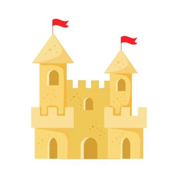 Beach sand castle vector illustration in a cartoon flat style isolated on white Stock Illustration