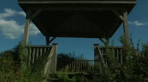 Beach sand dune gazebo closeup Stock Footage 12169719