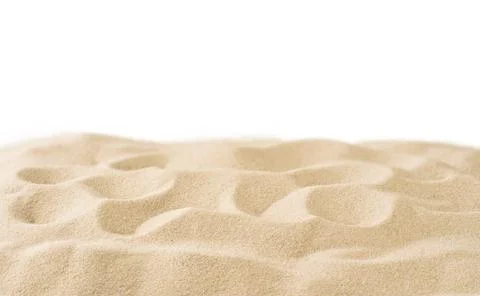 Beach sand with natural wave pattern on white isolated background with clippi Stock Photos