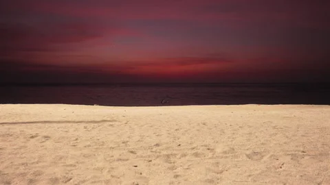 Beach Sand With Ocean And Dramatic Sky At Dusk In The Background In Santa Stock Footage 331421958
