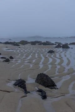 Beach Sand Patterns at Low Tide Stock Photos