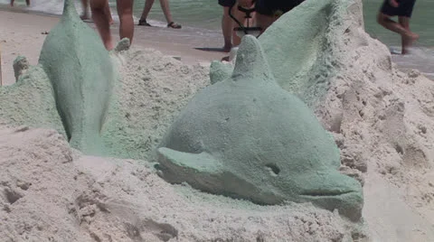 Beach Sand Sculptures Video stock 26041690