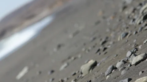 Beach Sand &amp; Stones Rack Focus Stock Footage 33264544