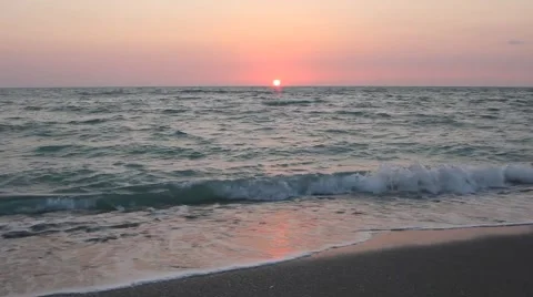 Beach, sand, surf and sunset at Venice Beach, Florida, USA Stock Footage 47438106