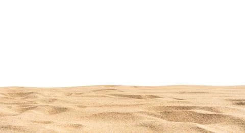 Beach sand texture isolated on white background. Stock Photos