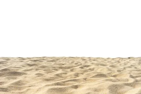 Beach sand texture isolated on white background. Stock Photos