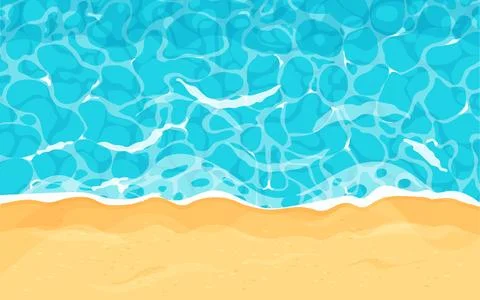 Beach with sand water ripple surface with sunlight reflections in cartoon style Stock Illustration