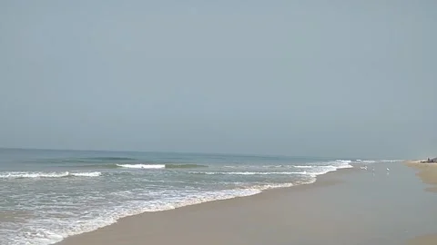 Beach, sand waves and sky Stock Footage 154263086