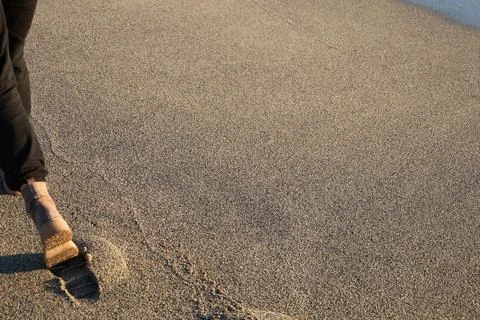 Beach sand writing Stock Photos