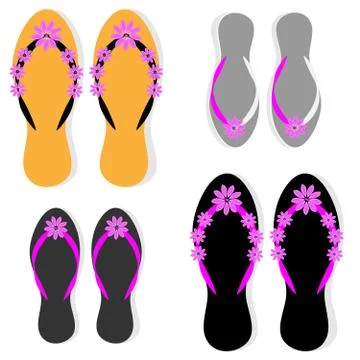 Beach sandals on white background Stock Illustration
