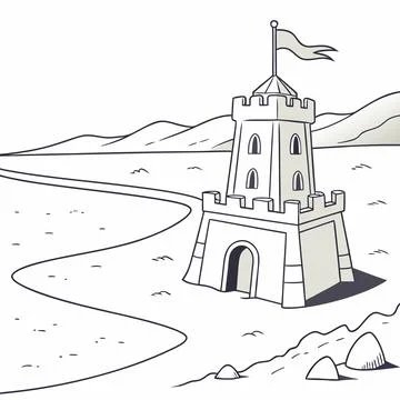 Beach Sandcastle Flat Vector Icon Stock Illustration