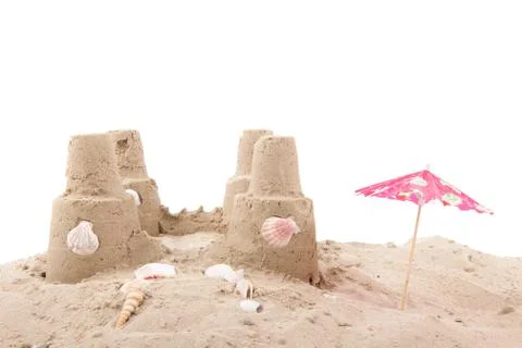 Beach with sandcastle Stock Photos