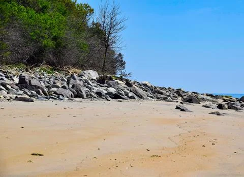 The beach of sandy point reservation Foto stock