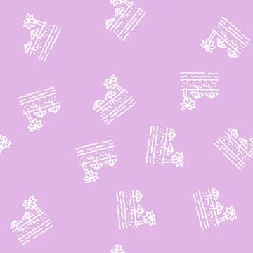 Beach sandy resort line seamless pattern Stock Illustration