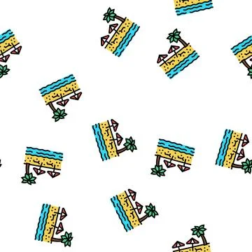 Beach sandy resort vector seamless pattern Illustrazione stock