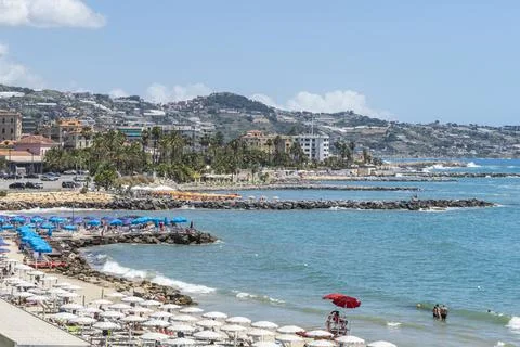 The beach of Sanremo Stock Photos