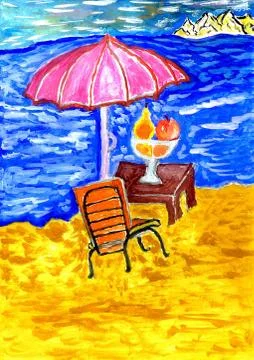 Beach Scene Art Stock-Illustration
