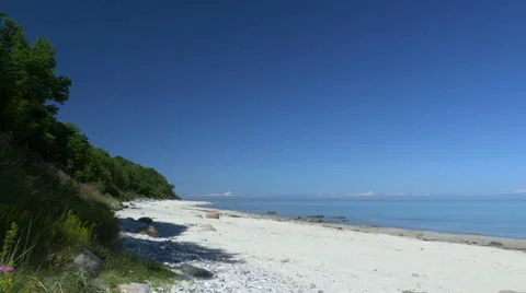 Beach scene with blue sky. Rügen - Baltic Sea. Video stock 65713481