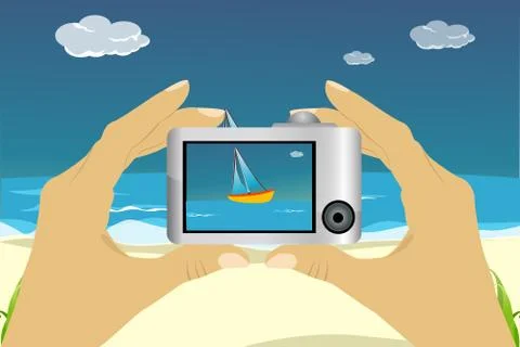 Beach scene in camera Illustrazione stock