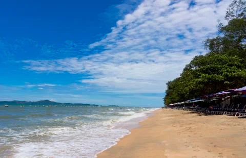 Beach Scene with Converging Lineal Elements Stock Photos