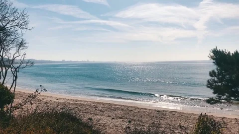 Beach scene, Los Angeles, California, USA. Malibu Beach is one of the most Stock Footage