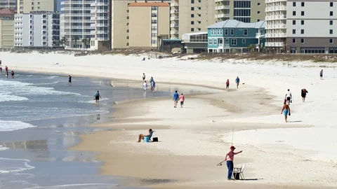 Beach scene mid-day at Gulf Shores Alabama Stock Footage 87853334
