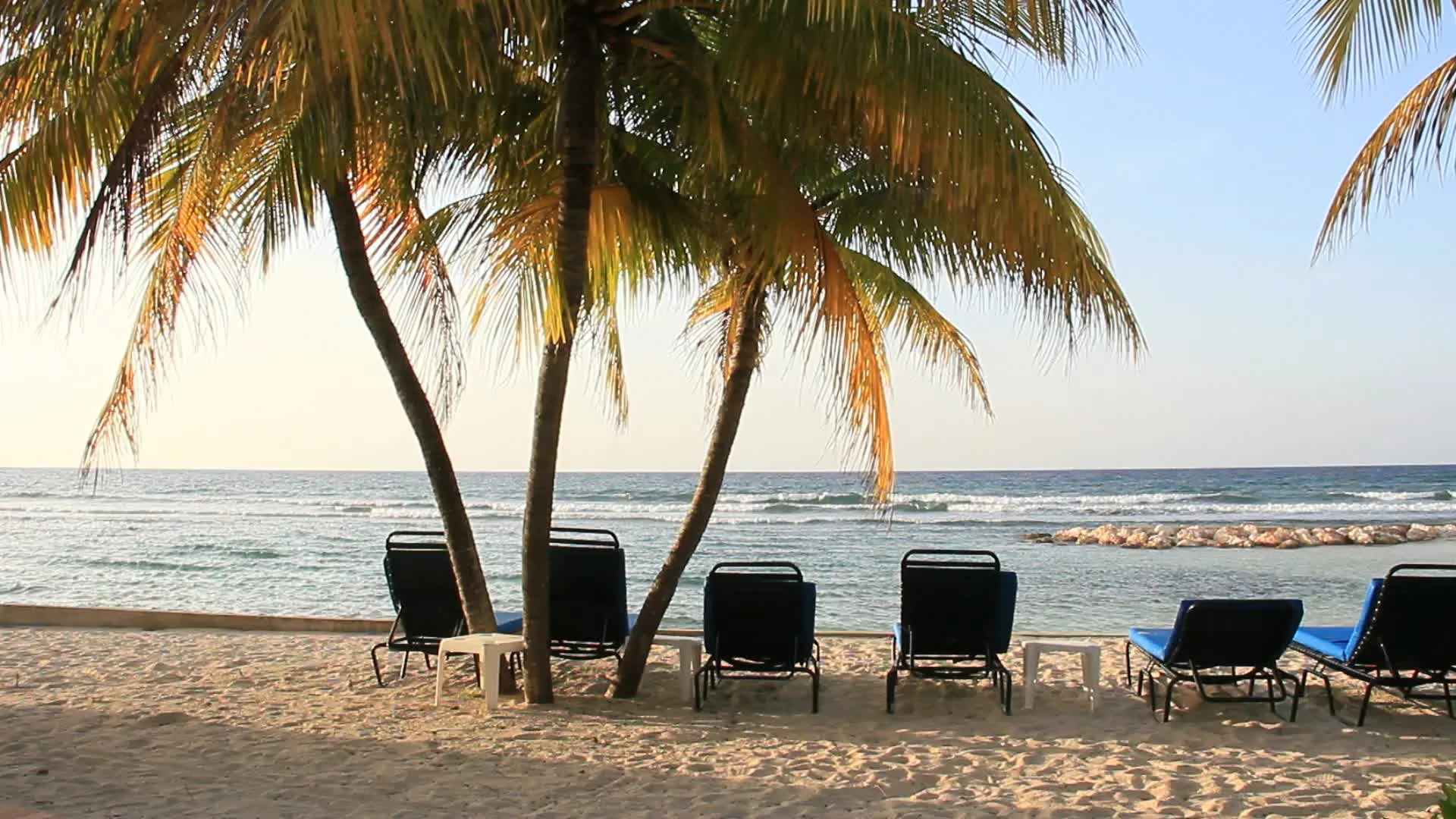 Beach Scene with palm trees in Jamaica 2, image size:1920x1080