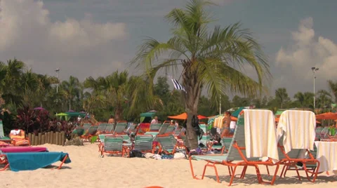 Beach Scene at Waterpark Stock Footage 31983136