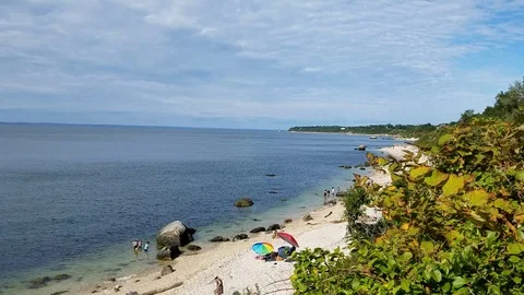Beach Scenery High Angle Right Point Of View 67 Steps Greenport Long Island NY Video stock 115191236