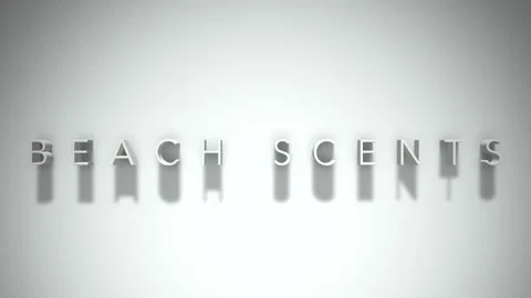 Beach scents 3D title animation white text on a white background Stock Footage 299369907